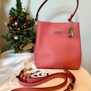 Coach leather bucket bag with crossbody